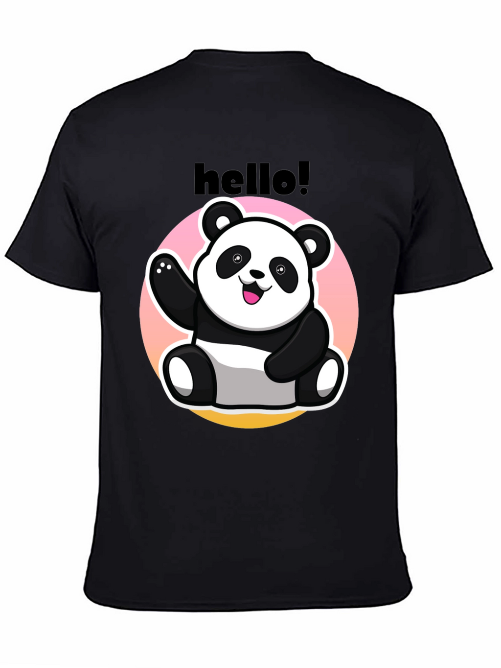 Hello Panda Graphic Tee - Casual Black T-Shirt