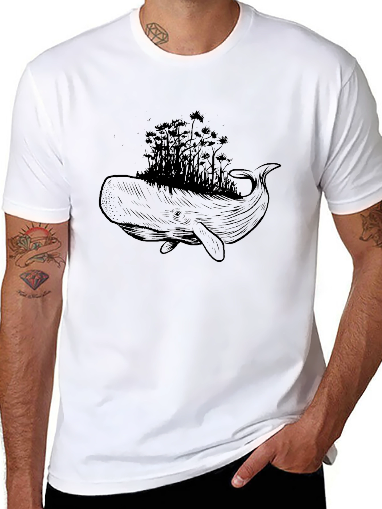 Whale Forest Graphic T-Shirt - Unique Design