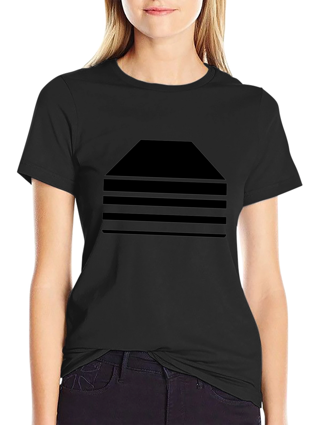 Modern Striped Graphic Tee - Black