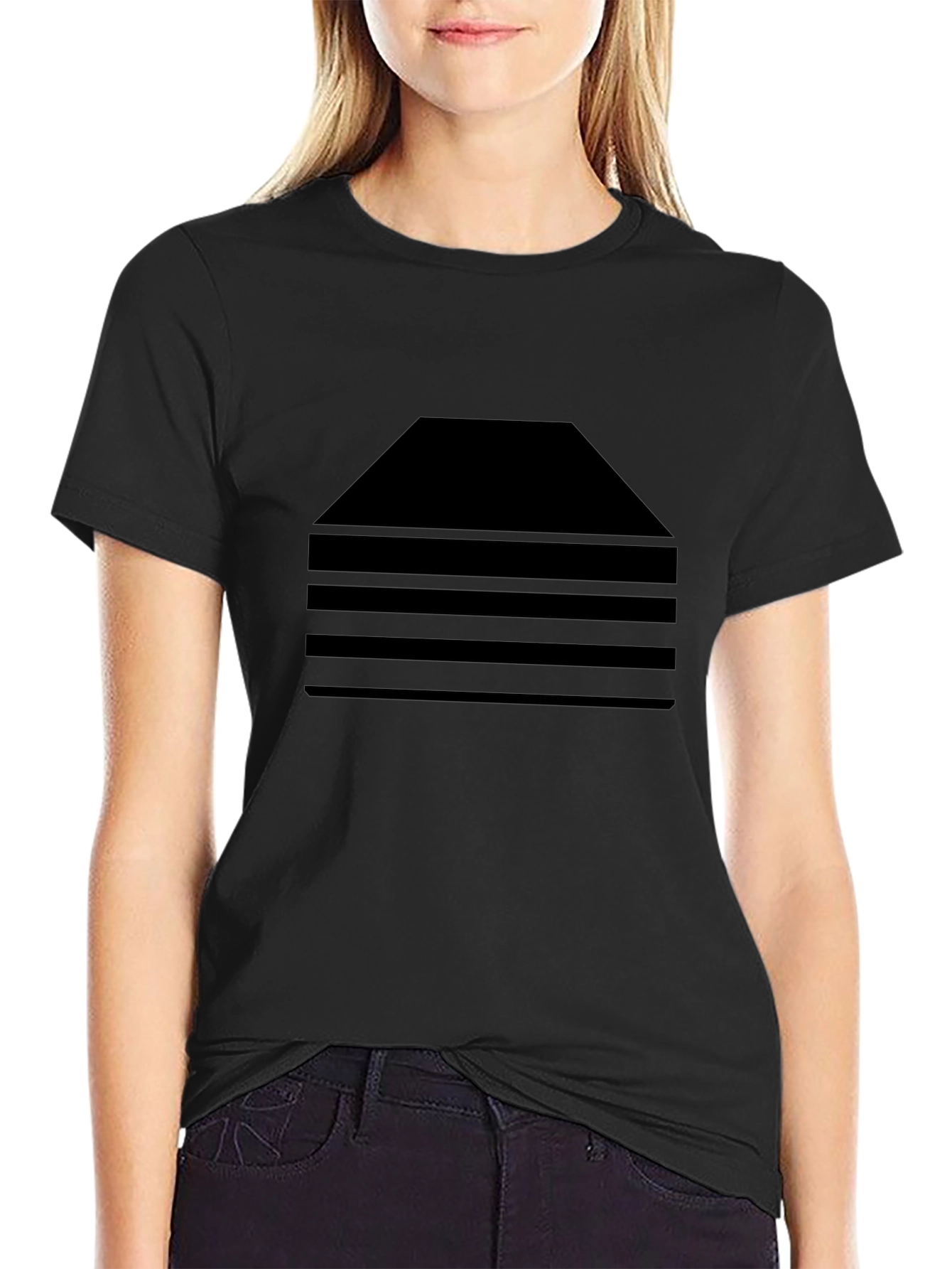 Modern Striped Graphic Tee - Black