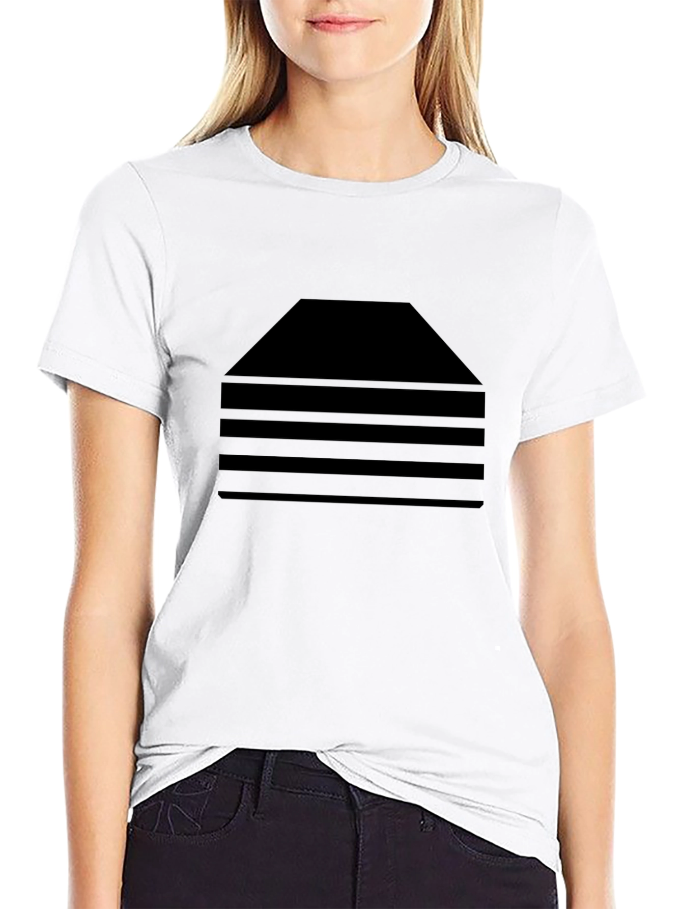 Modern Striped Graphic Tee - Black