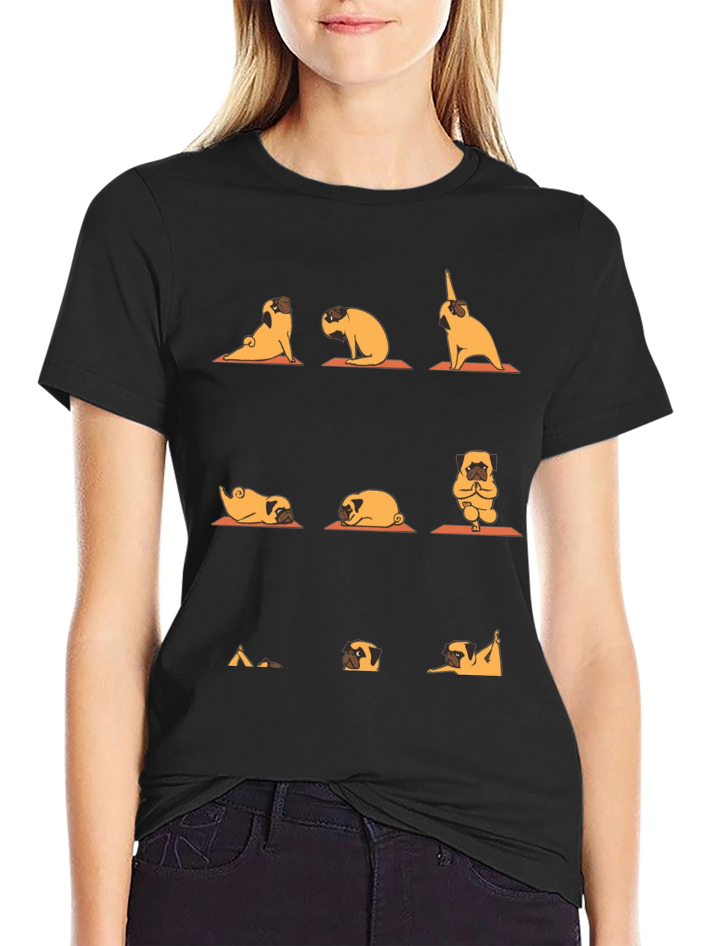 Yoga Pug Graphic Tee - Black