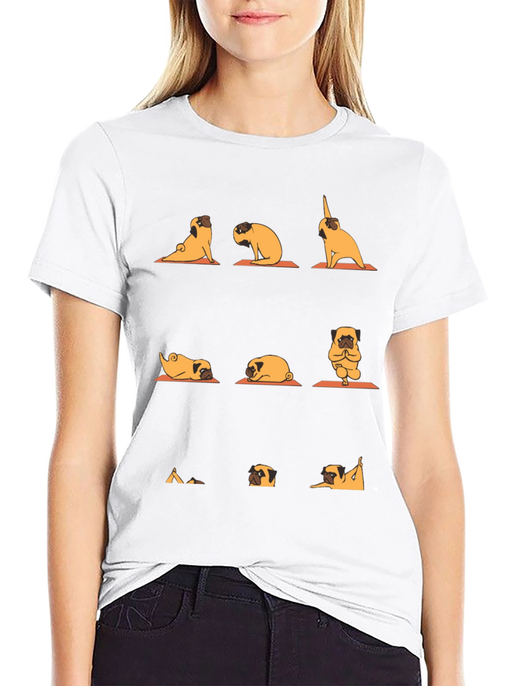 Yoga Pug Graphic Tee - Black