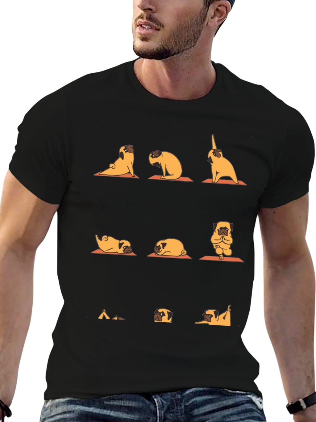 Yoga Pug Graphic Tee - Black