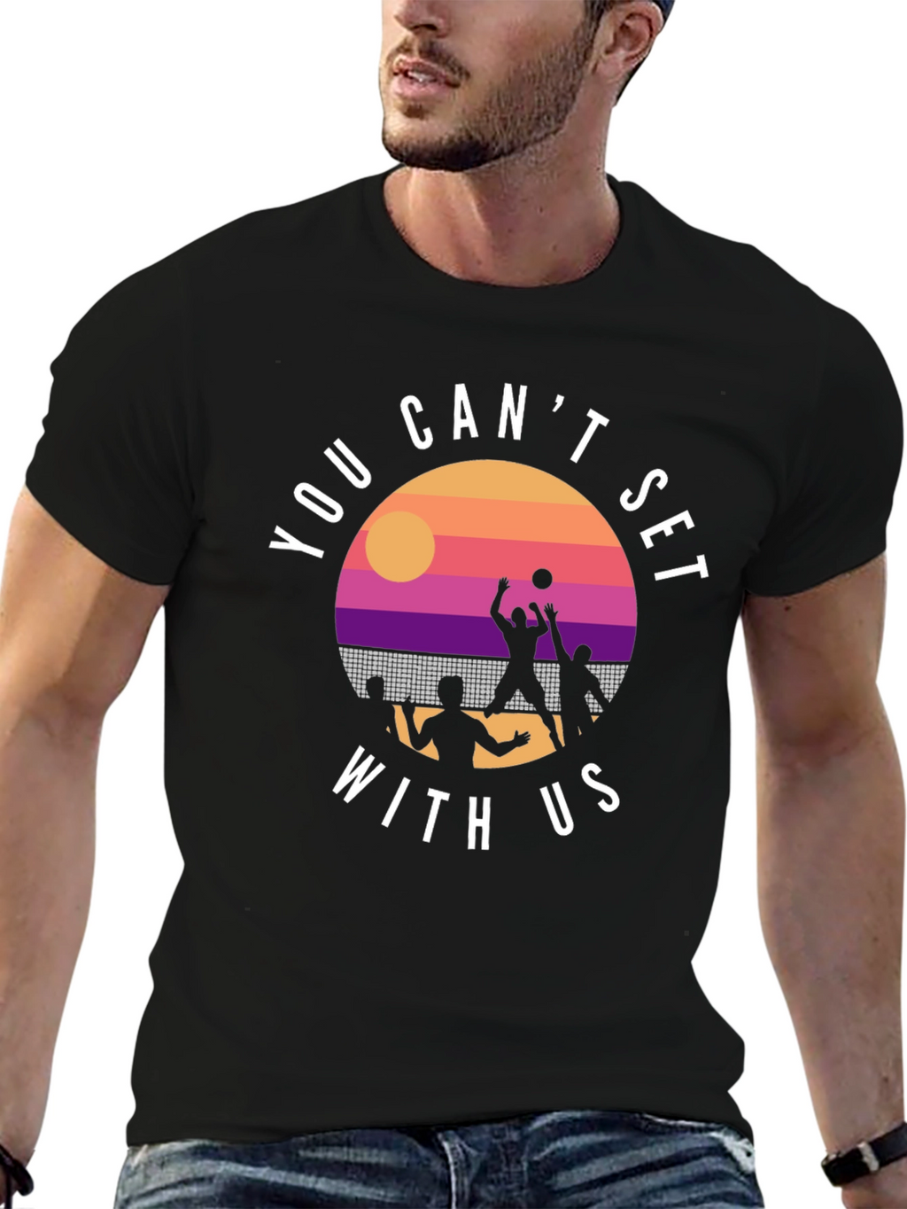 Volleyball Sunset Graphic T-Shirt