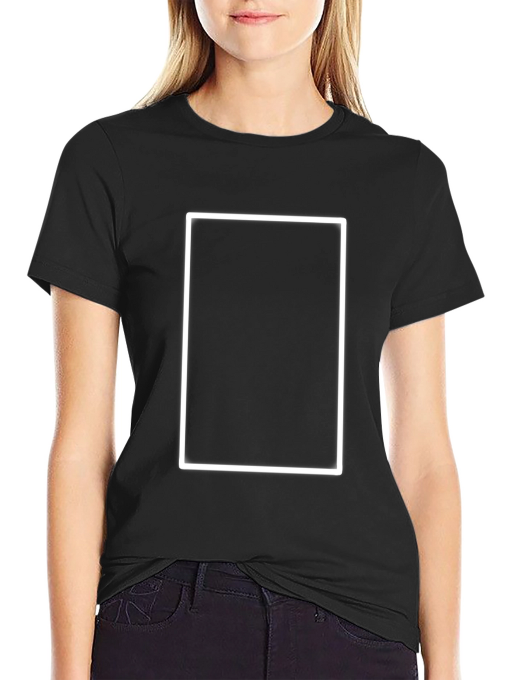 Black T-Shirt with White Rectangle