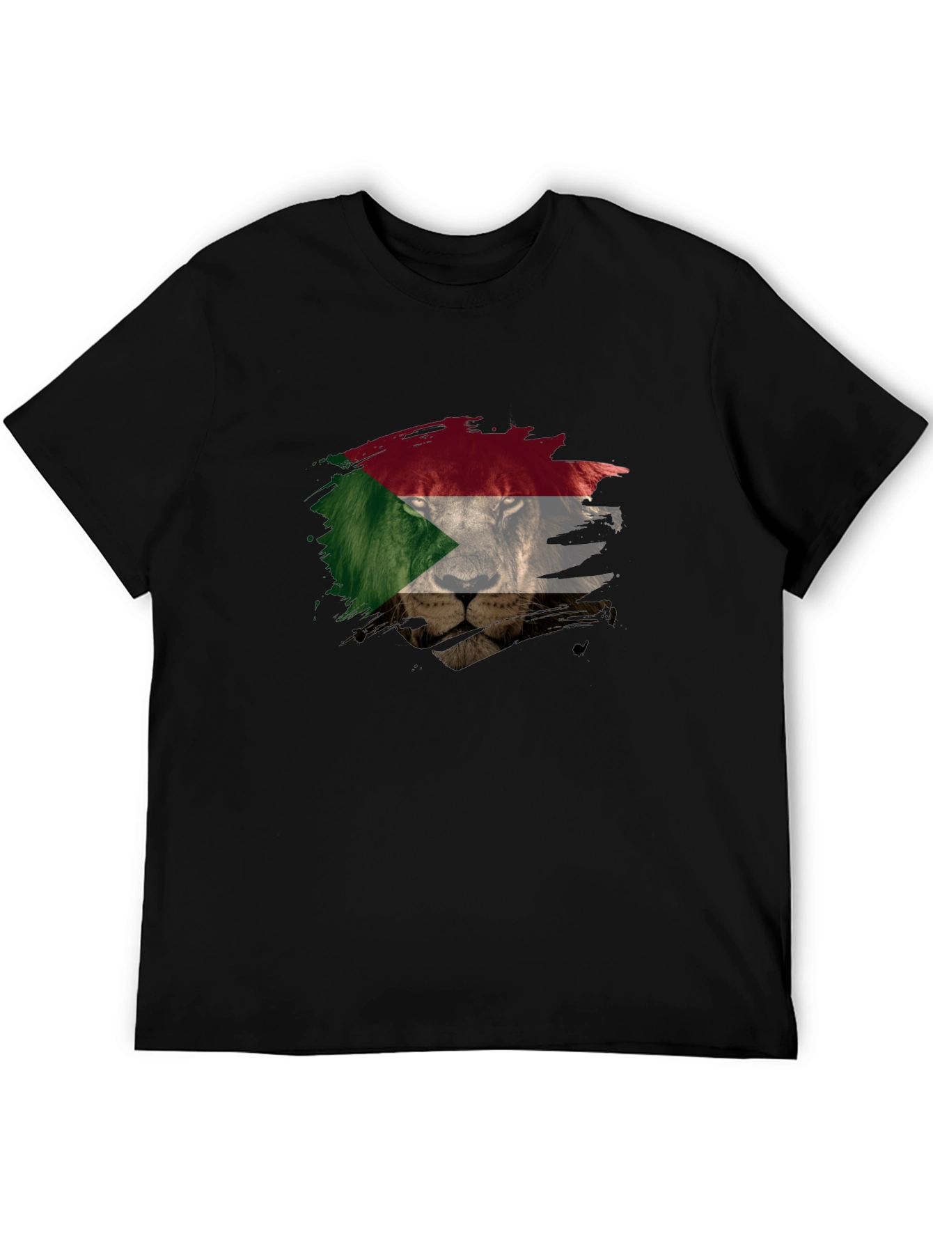 Sudan Flag Lion Graphic T-Shirt - Mens Black Tee