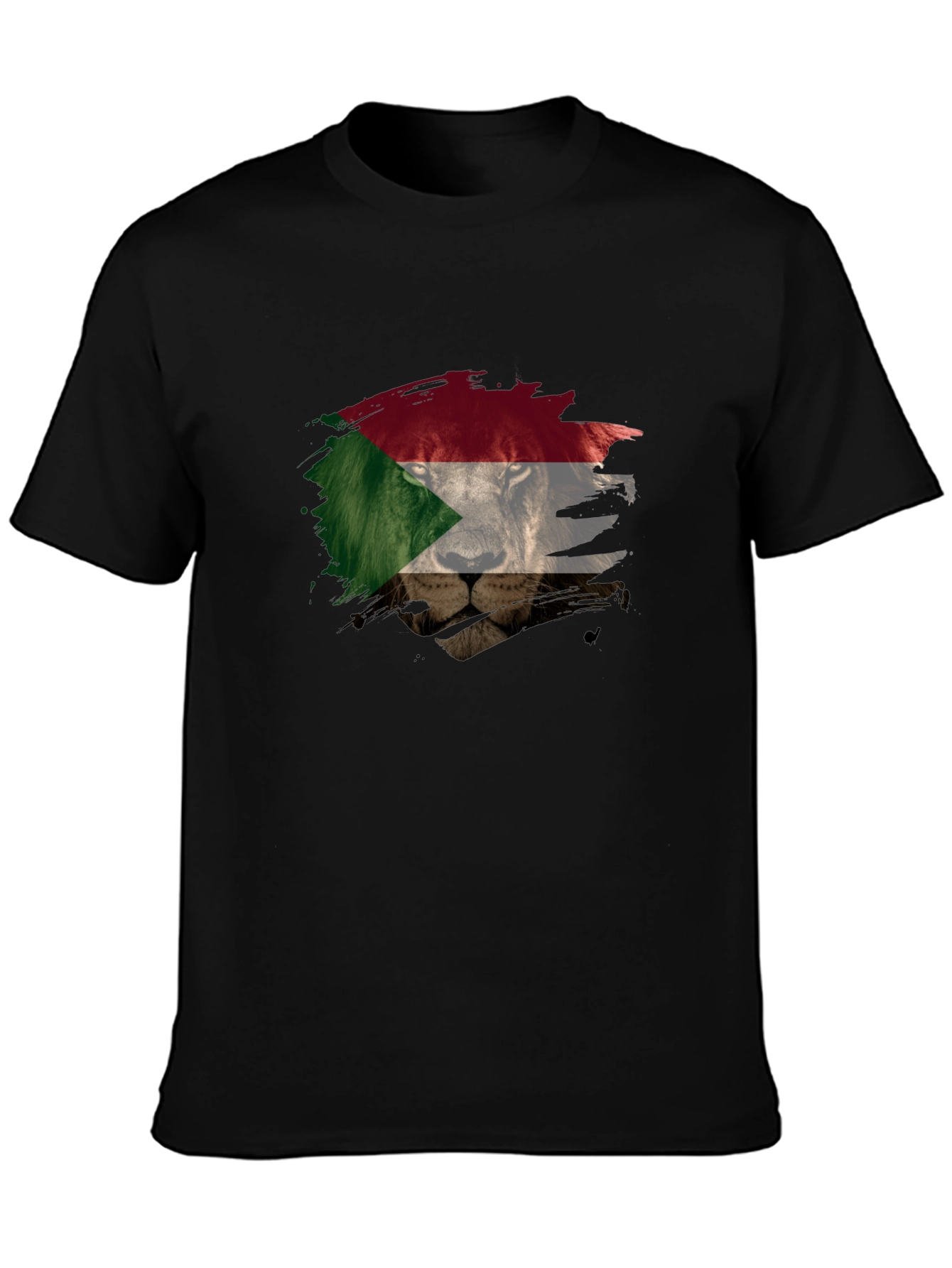 Sudan Flag Lion Graphic T-Shirt - Mens Black Tee