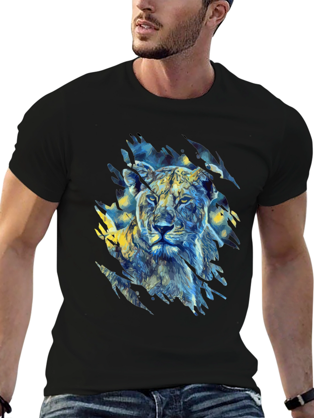 Lion Art Graphic Print T-Shirt