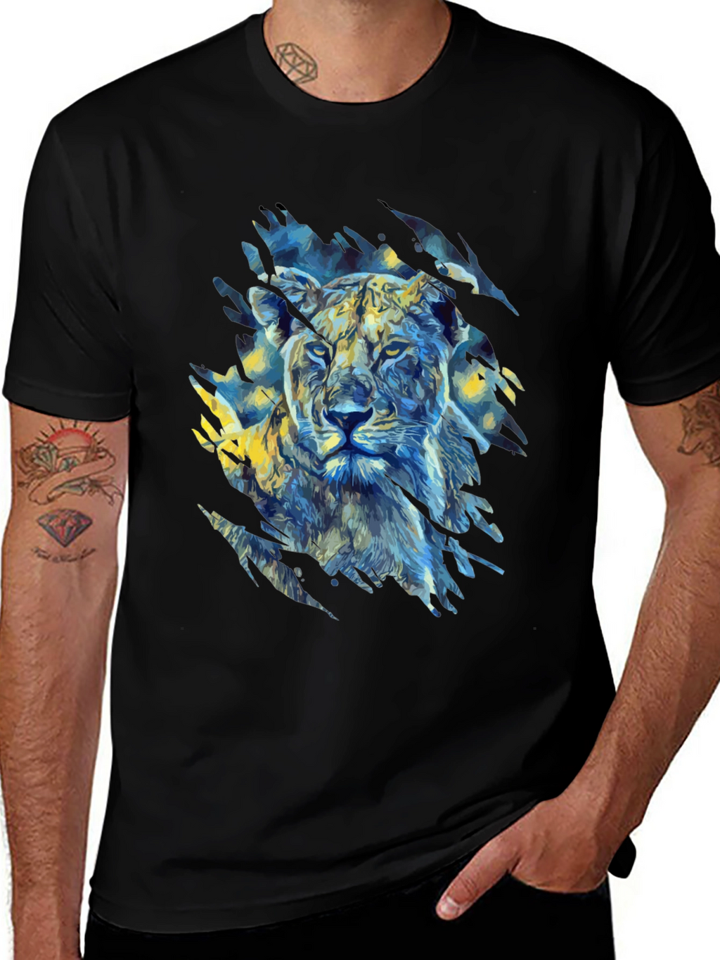 Lion Art Graphic Print T-Shirt