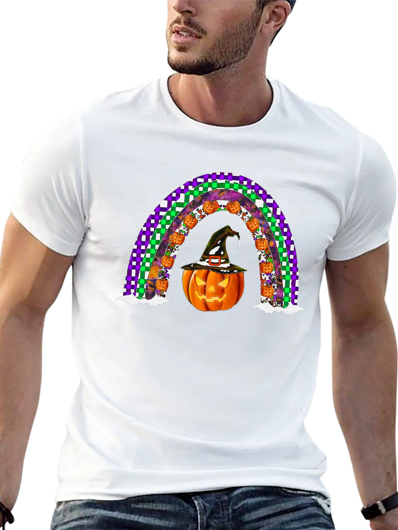 Halloween Pumpkin Rainbow T-Shirt