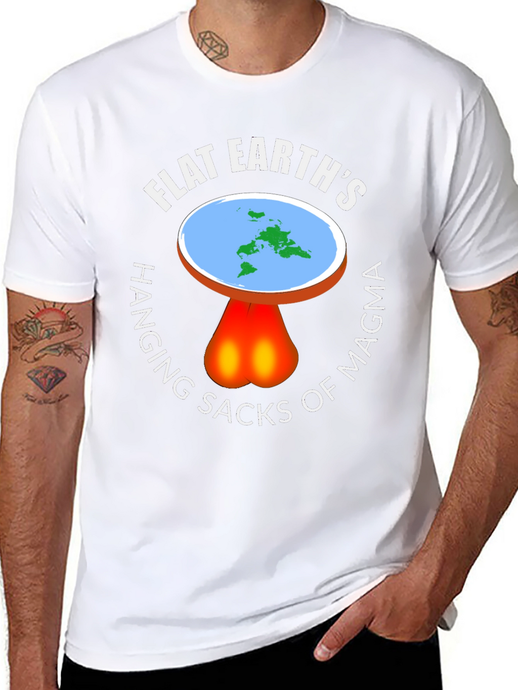 Flat Earth Hanging Sacks of Magma T-Shirt