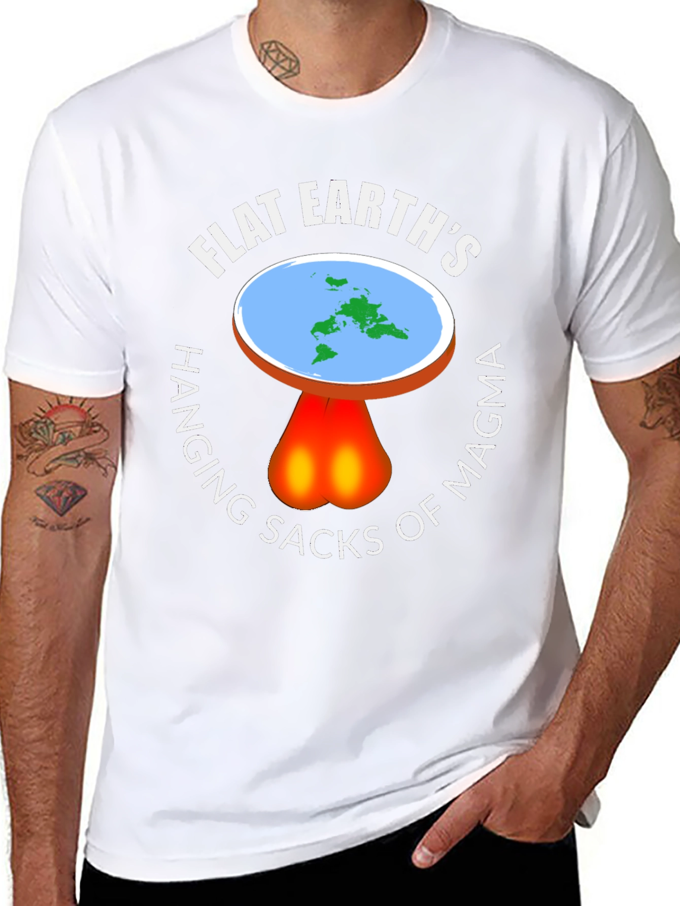 Flat Earth Hanging Sacks of Magma T-Shirt