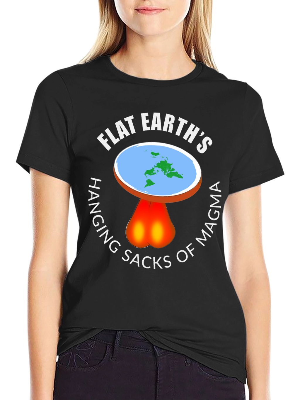 Flat Earth Hanging Sacks of Magma T-Shirt