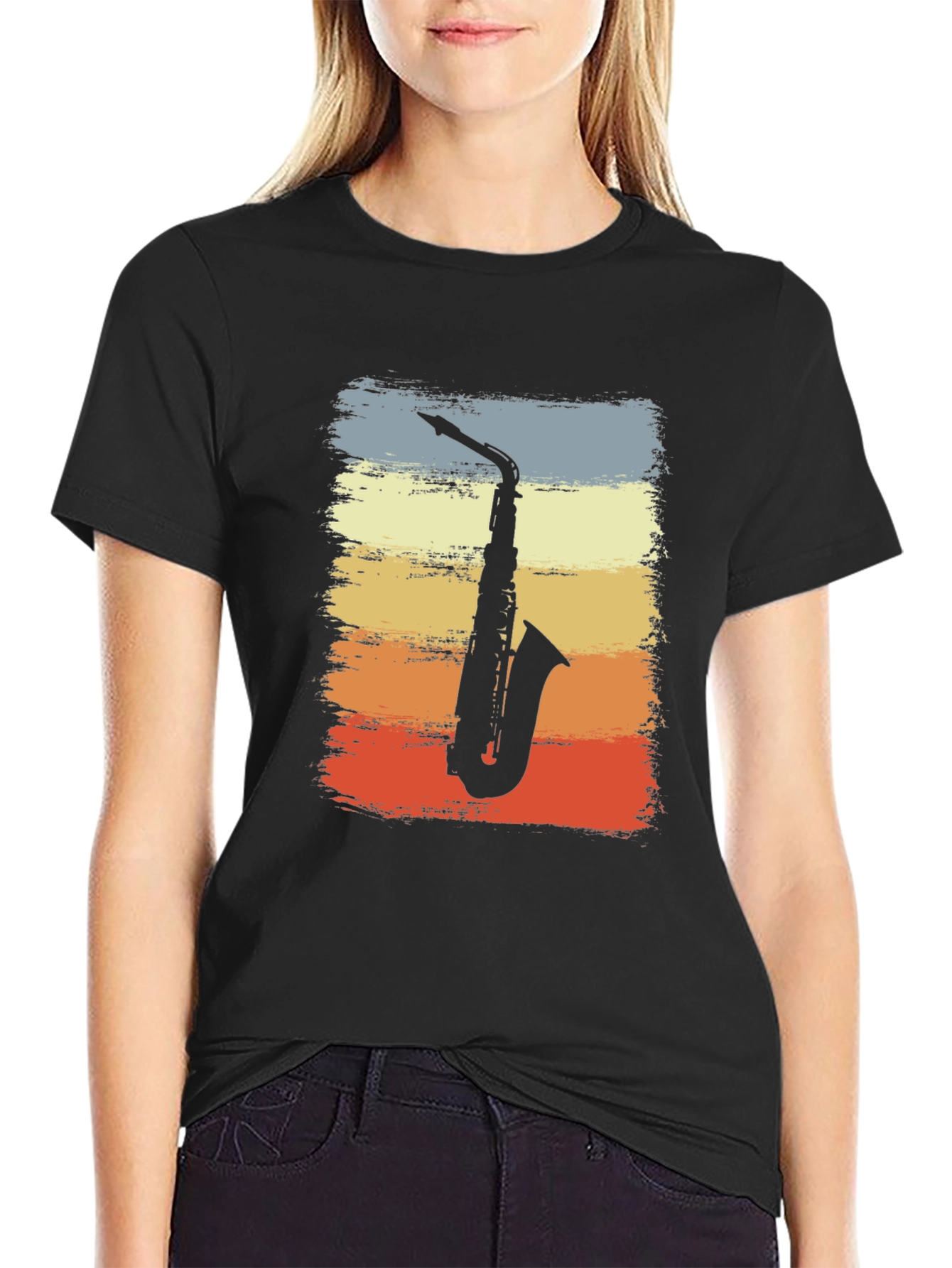 Saxophone Sunset Graphic Tee - Retro Music T-Shirt