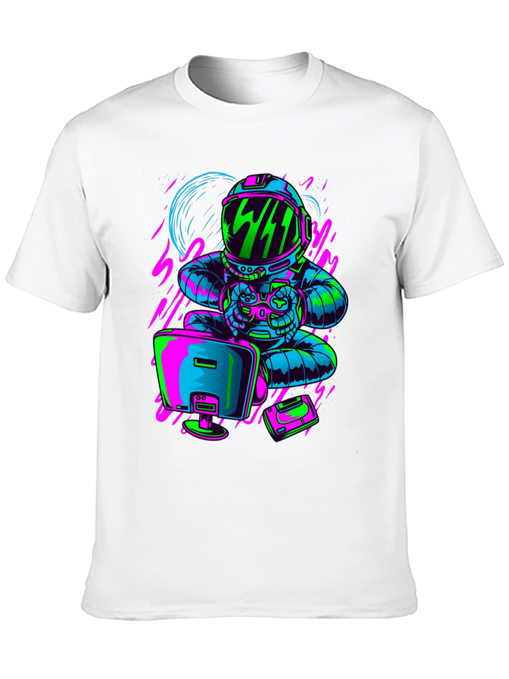 Gamer Astronaut Graphic T-Shirt - Black