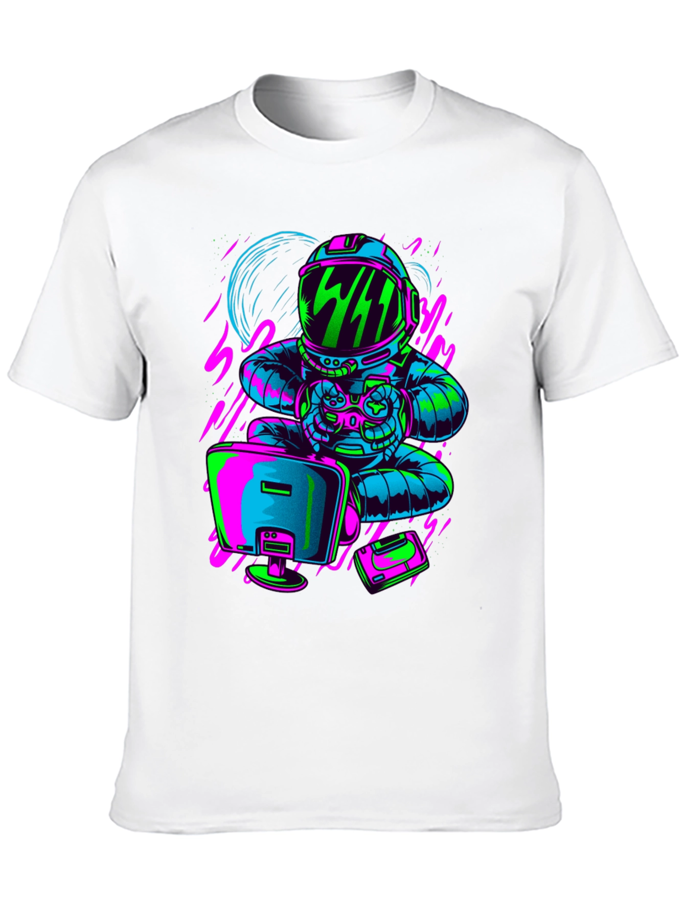 Gamer Astronaut Graphic T-Shirt - Black
