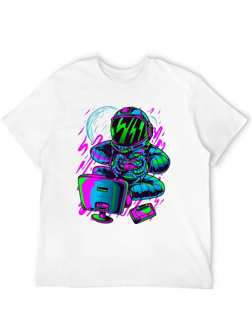 Gamer Astronaut Graphic T-Shirt - Black