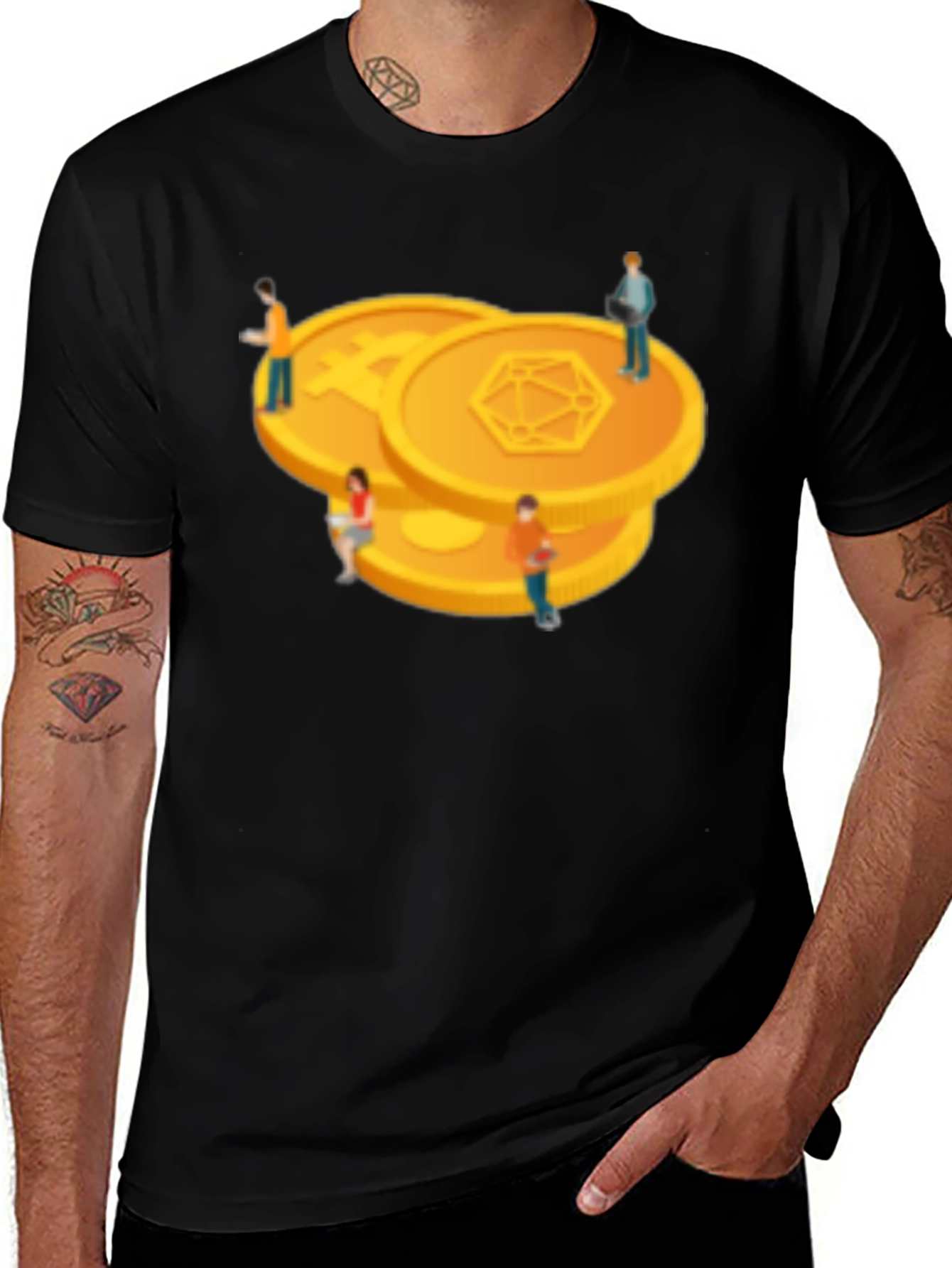 Crypto Coin Graphic Tee - Modern Black T-Shirt