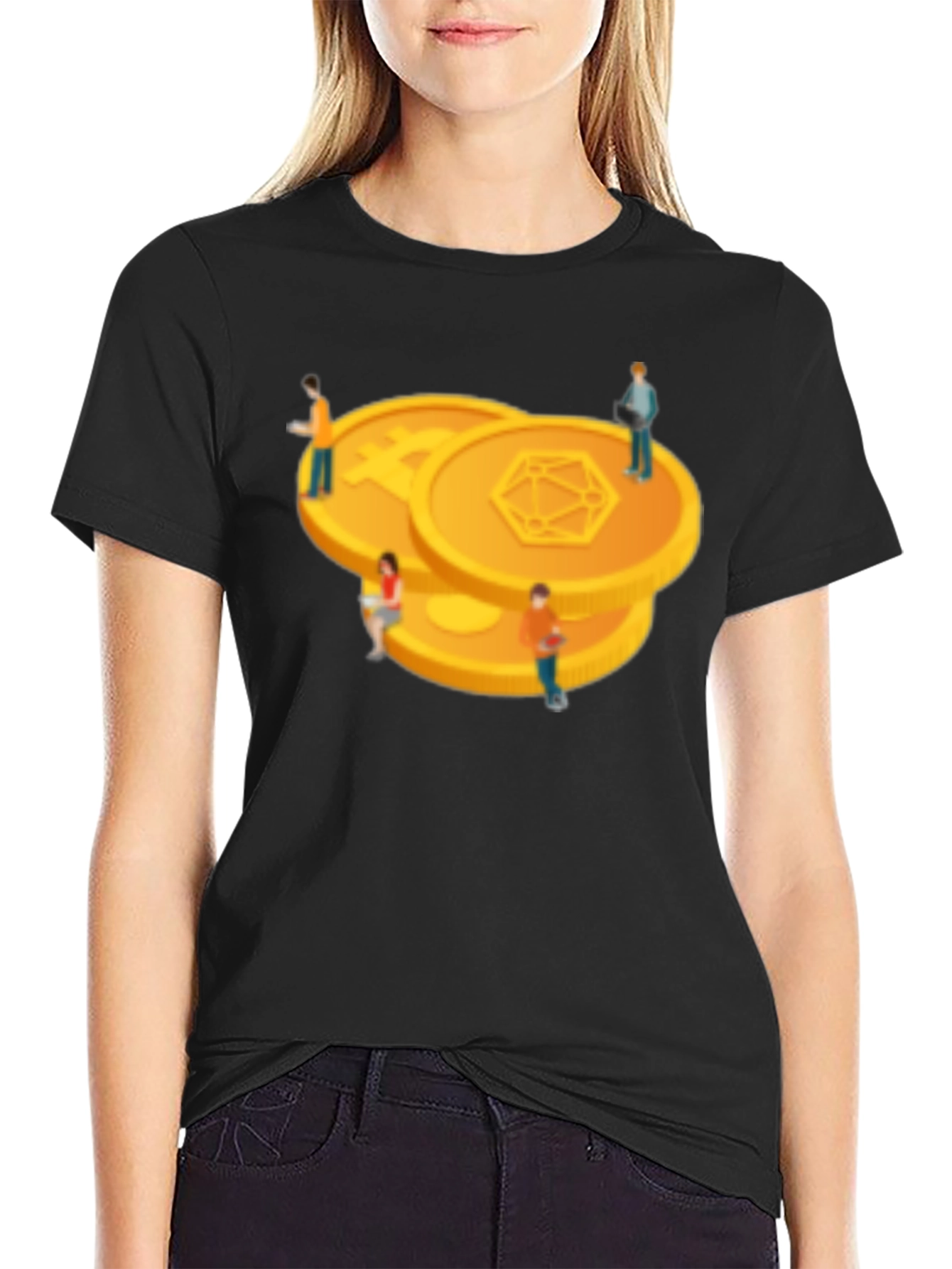 Crypto Coin Graphic Tee - Modern Black T-Shirt