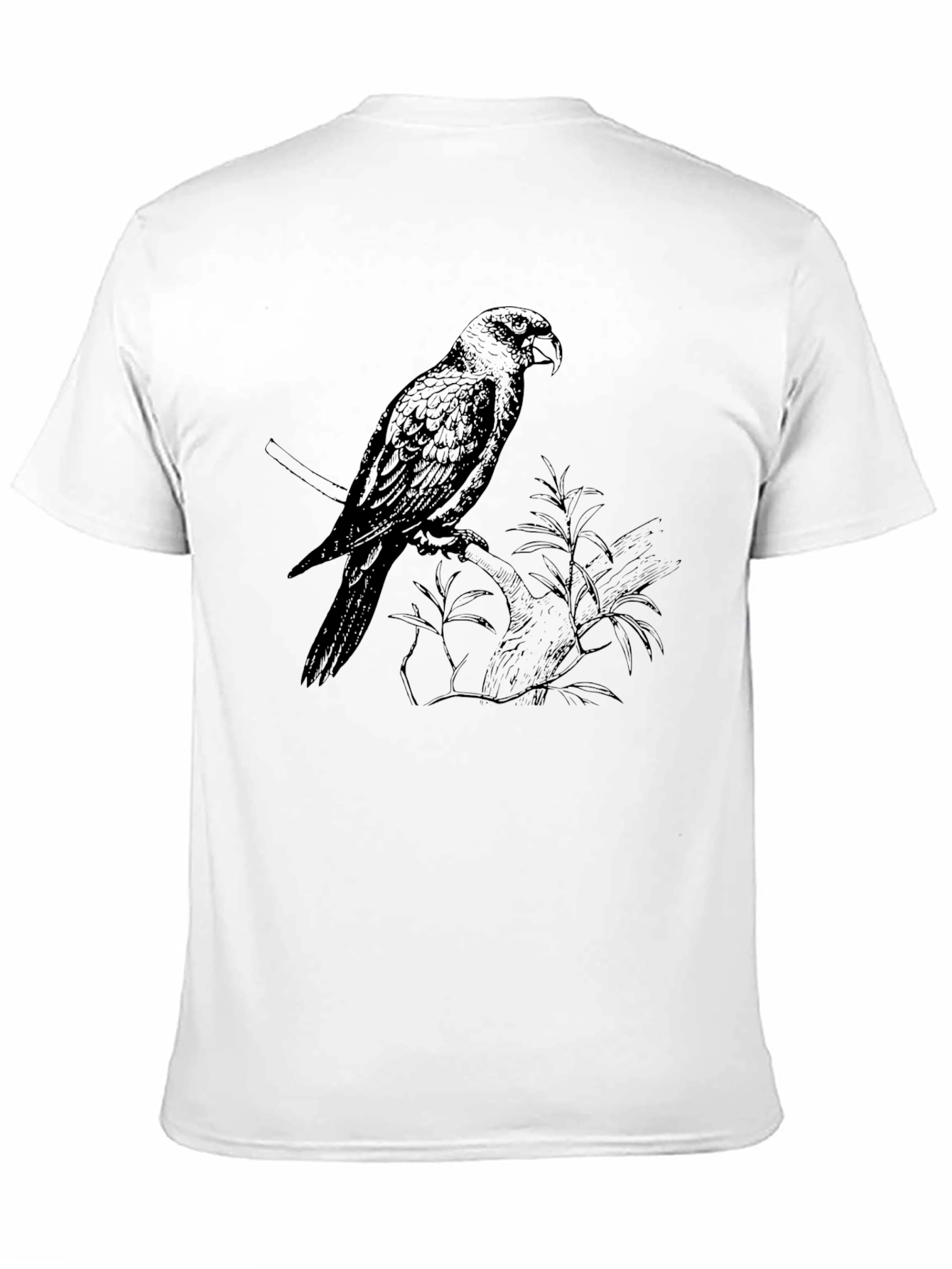 Mens Black T-Shirt with Parrot Print