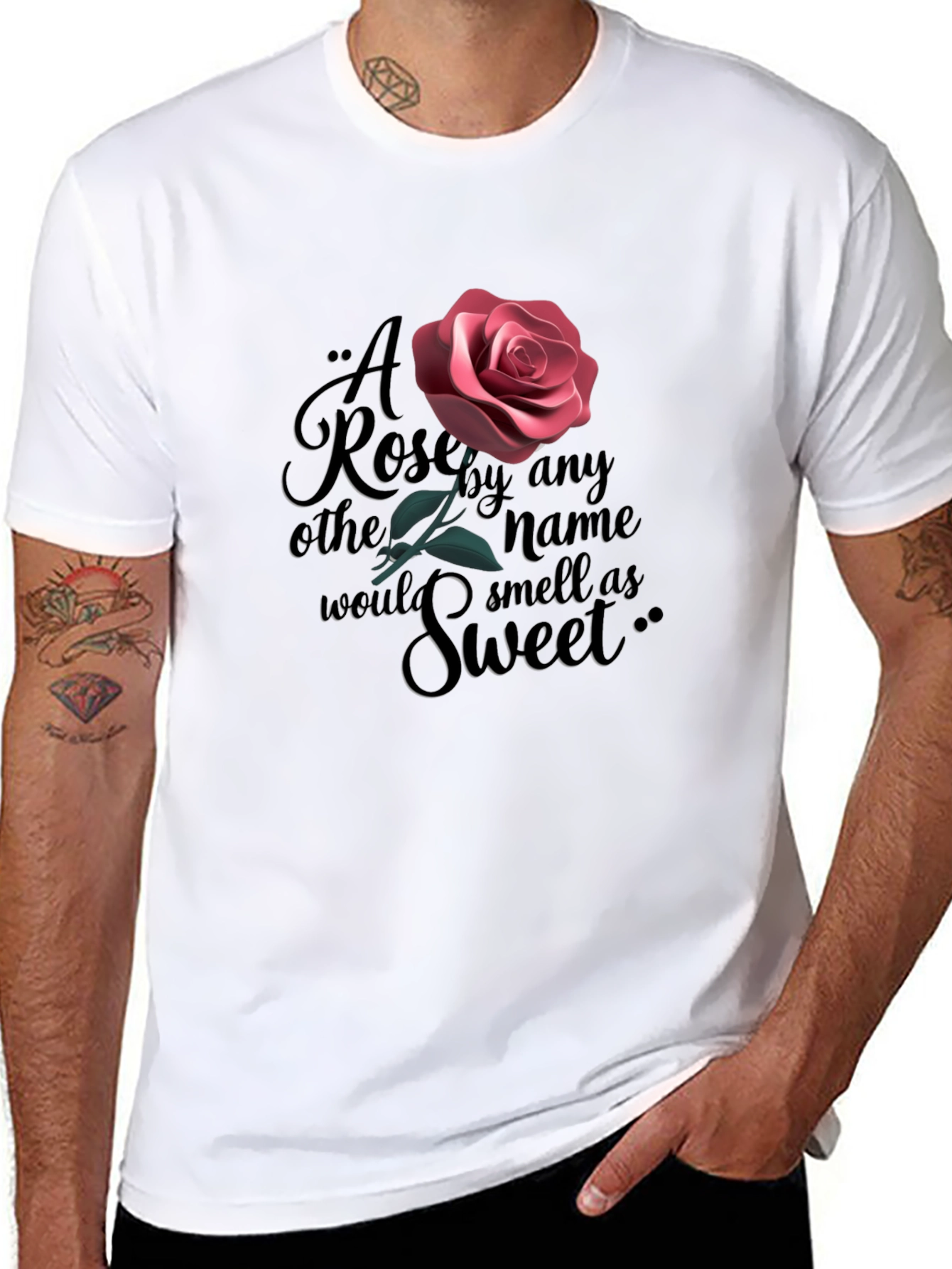 Rose Quote Graphic Black T-Shirt