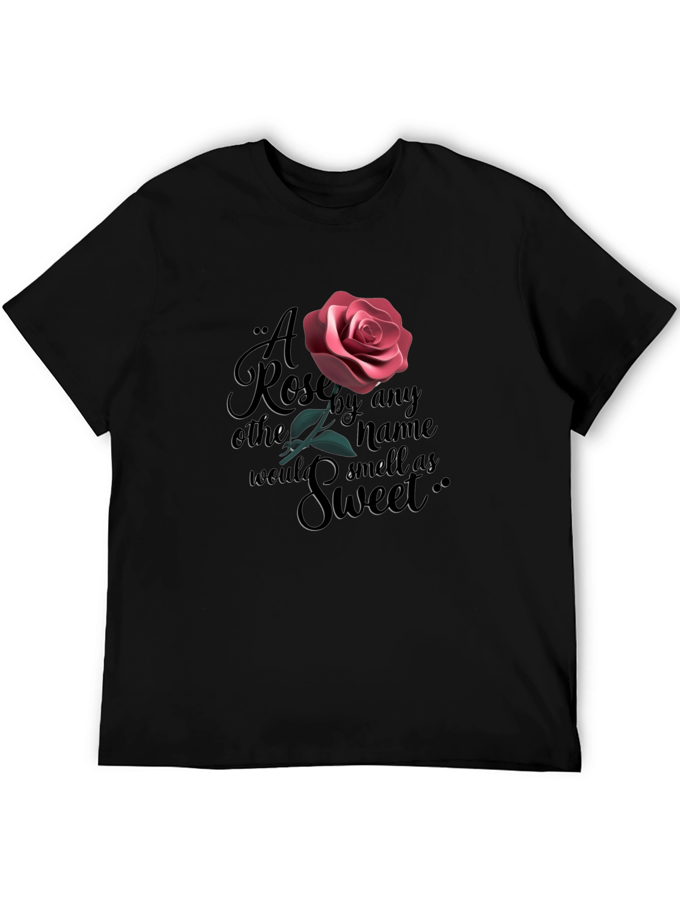 Rose Quote Graphic Black T-Shirt