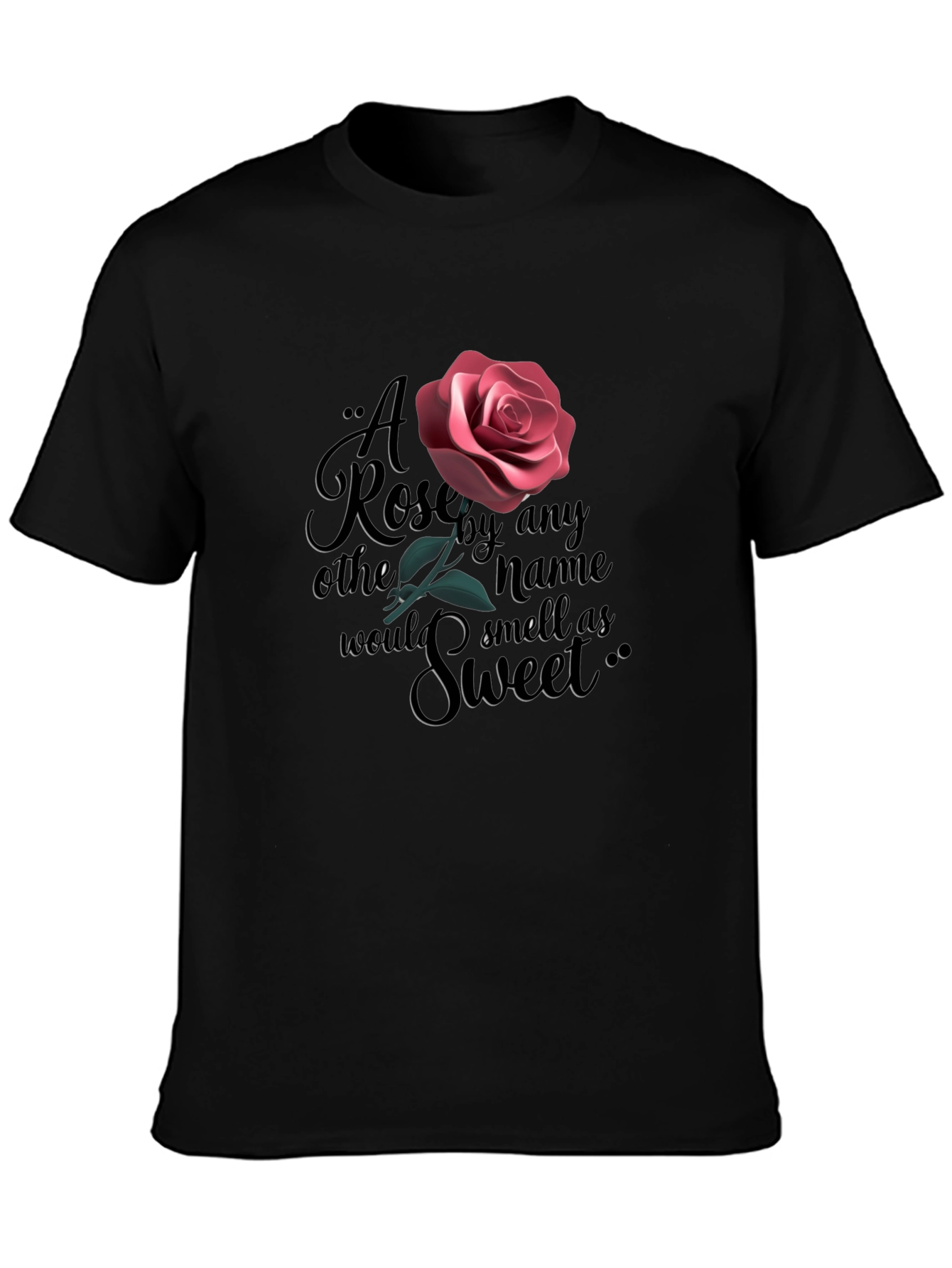 Rose Quote Graphic Black T-Shirt