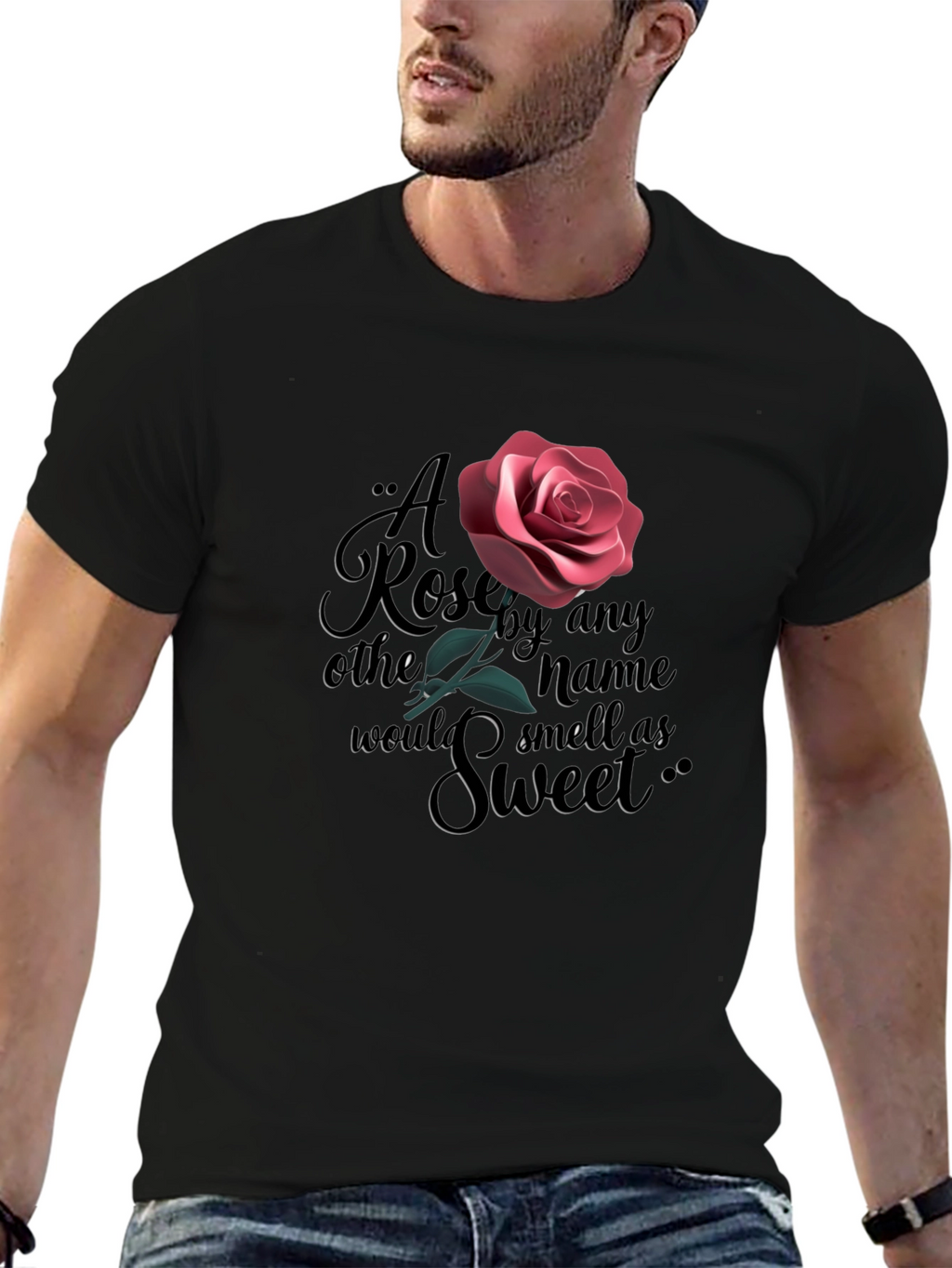 Rose Quote Graphic Black T-Shirt