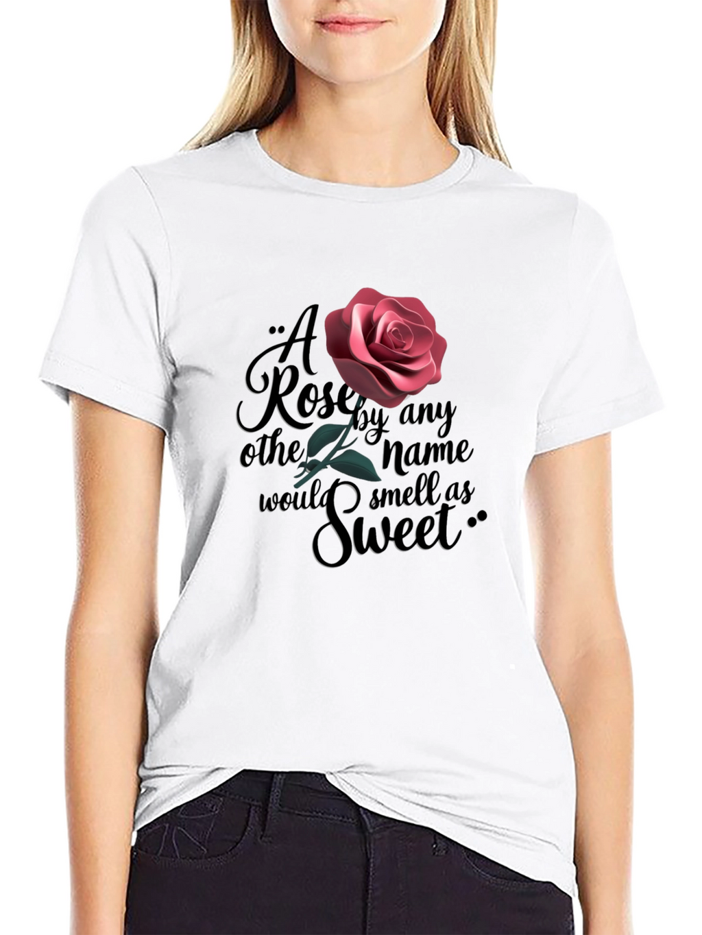 Rose Quote Graphic Black T-Shirt