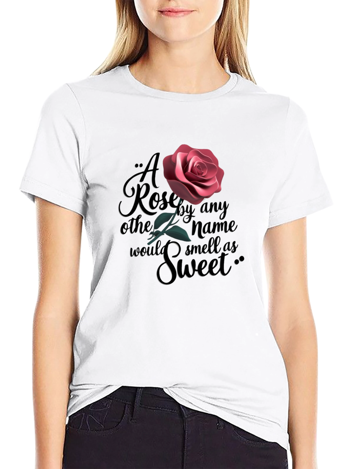 Rose Quote Graphic Black T-Shirt
