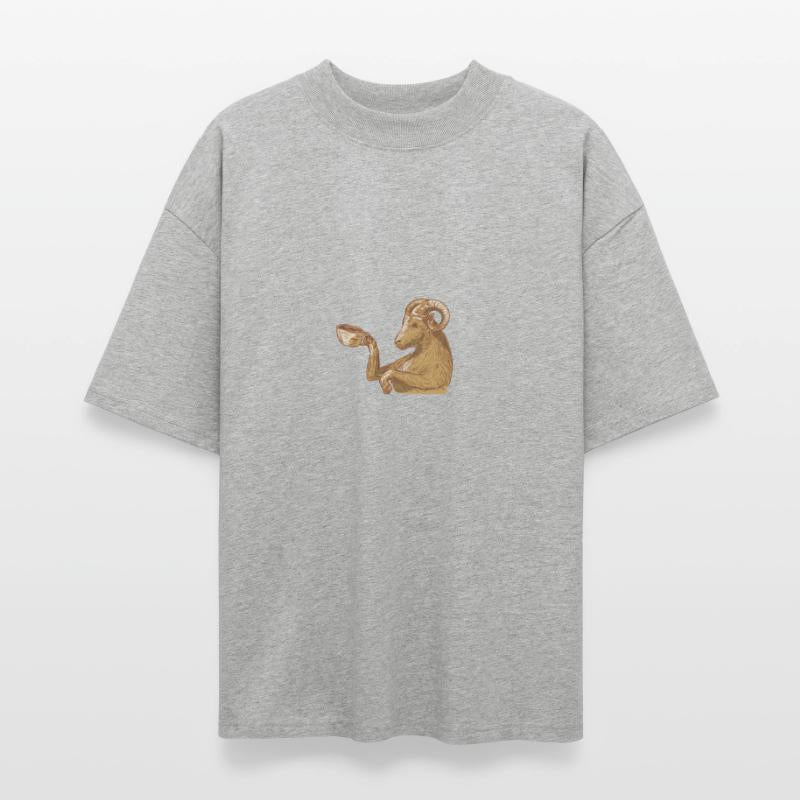 Ram Goat Drinking Coffee Drawing