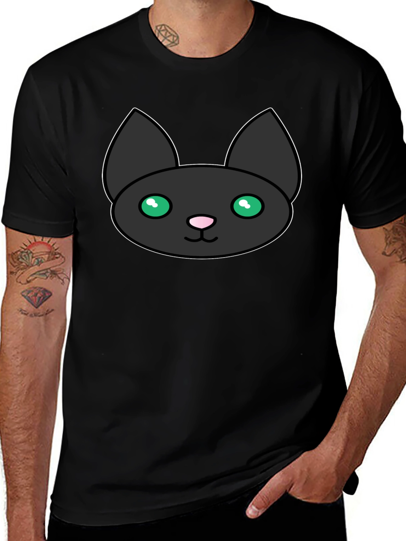 Black Cat Graphic Tee - Mens Short Sleeve T-Shirt