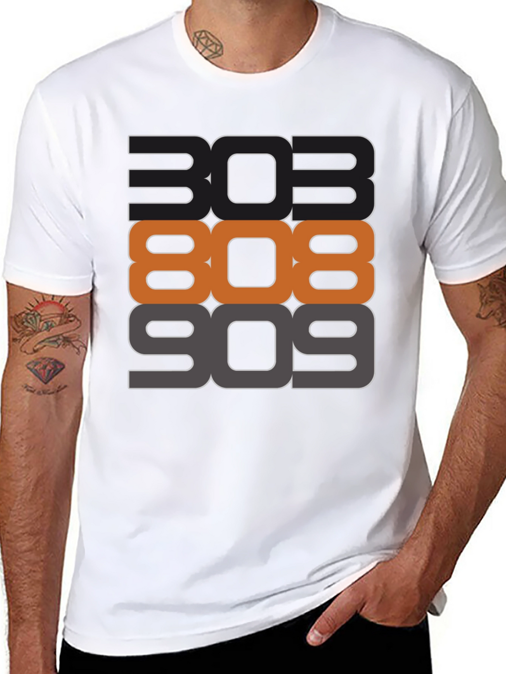 303 808 909 Black Graphic T-Shirt
