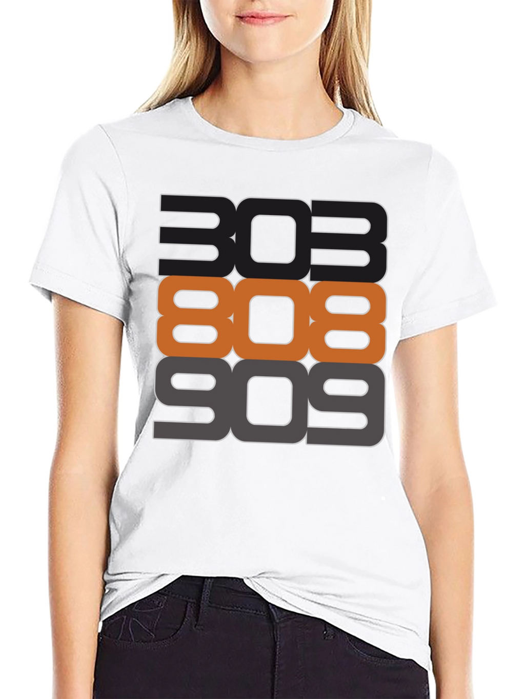 303 808 909 Black Graphic T-Shirt