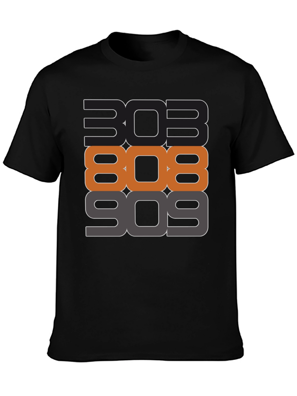 303 808 909 Black Graphic T-Shirt