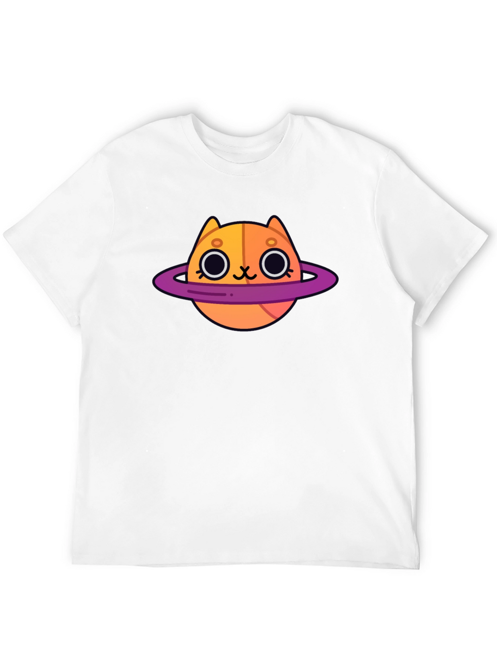 Cute Cartoon Cat Planet Graphic T-Shirt