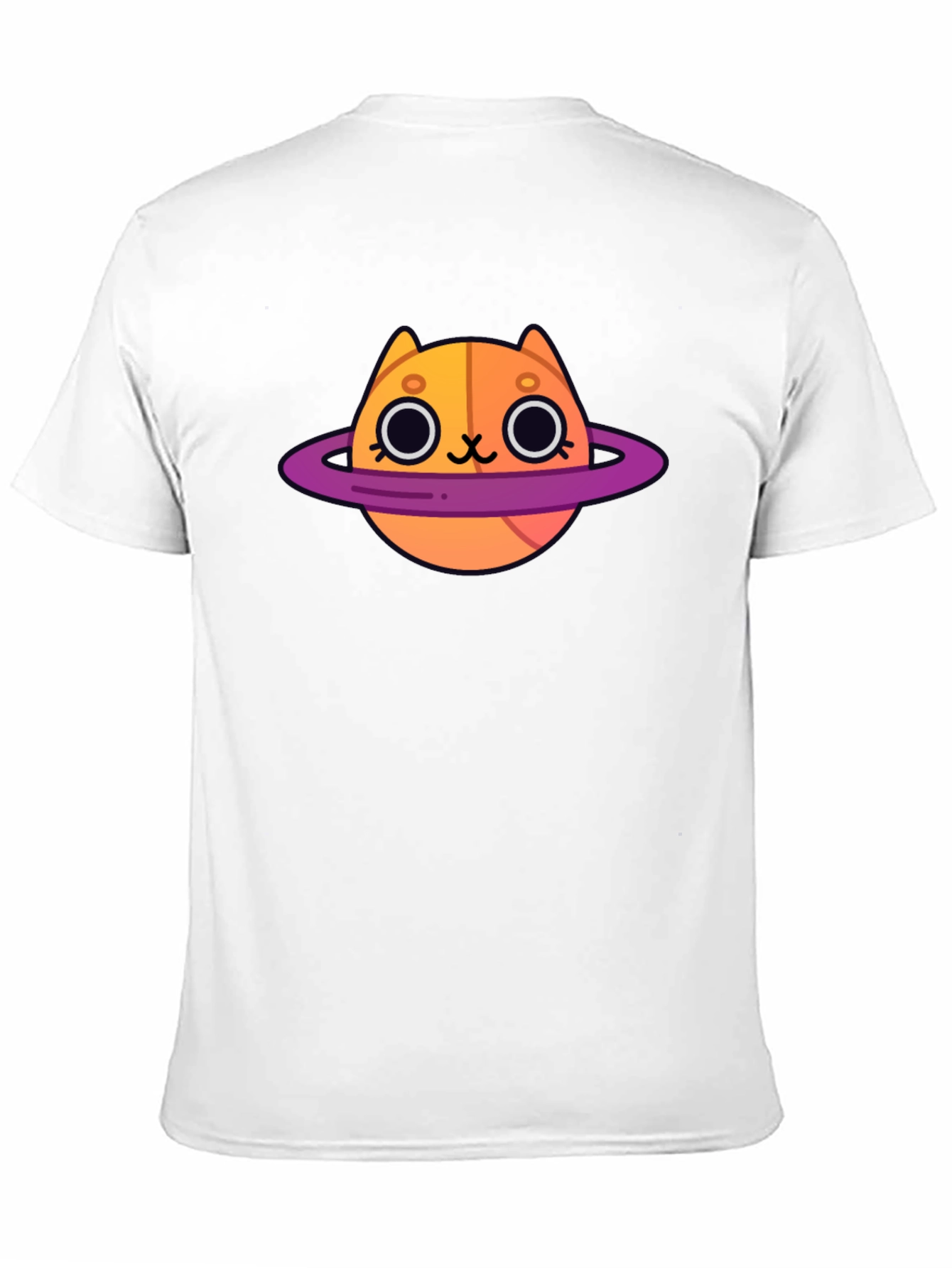Cute Cartoon Cat Planet Graphic T-Shirt