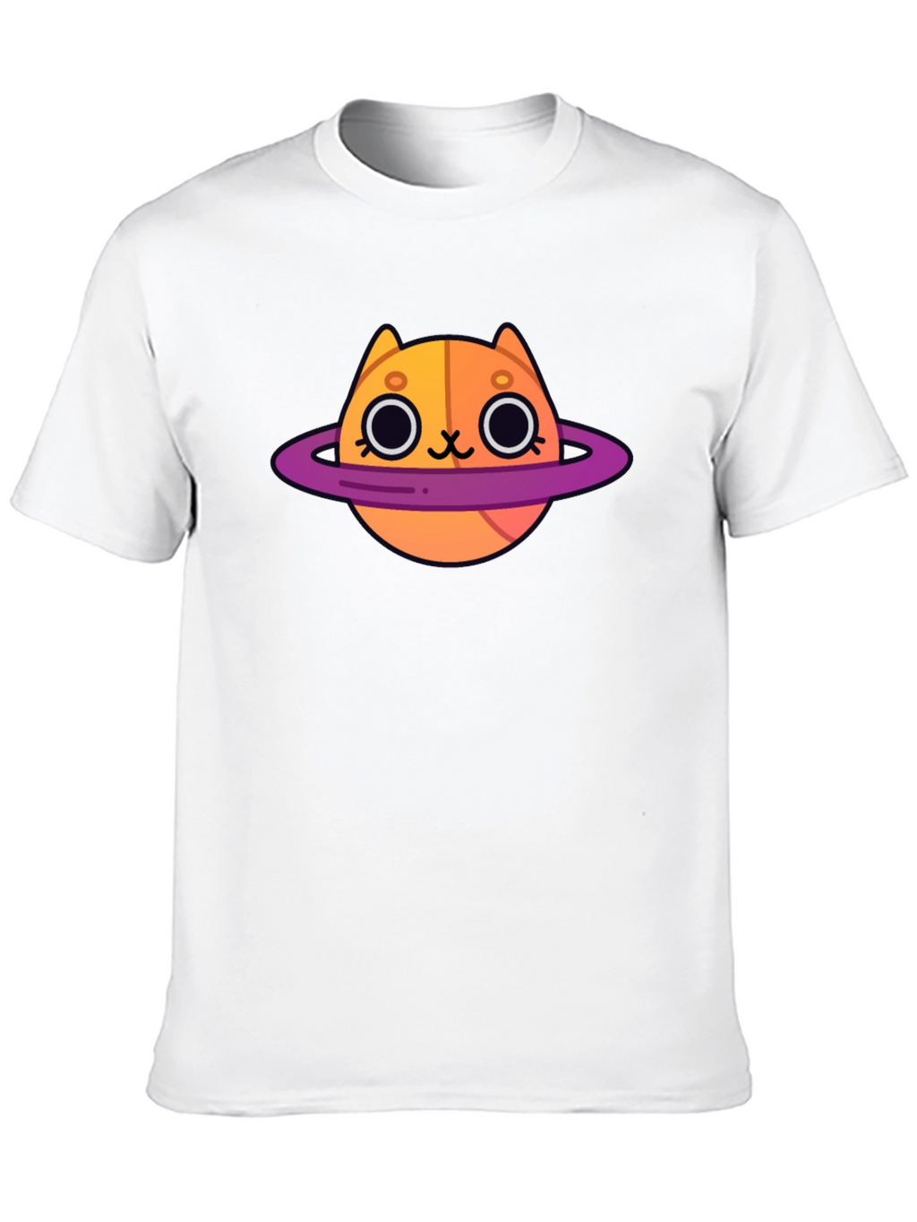 Cute Cartoon Cat Planet Graphic T-Shirt