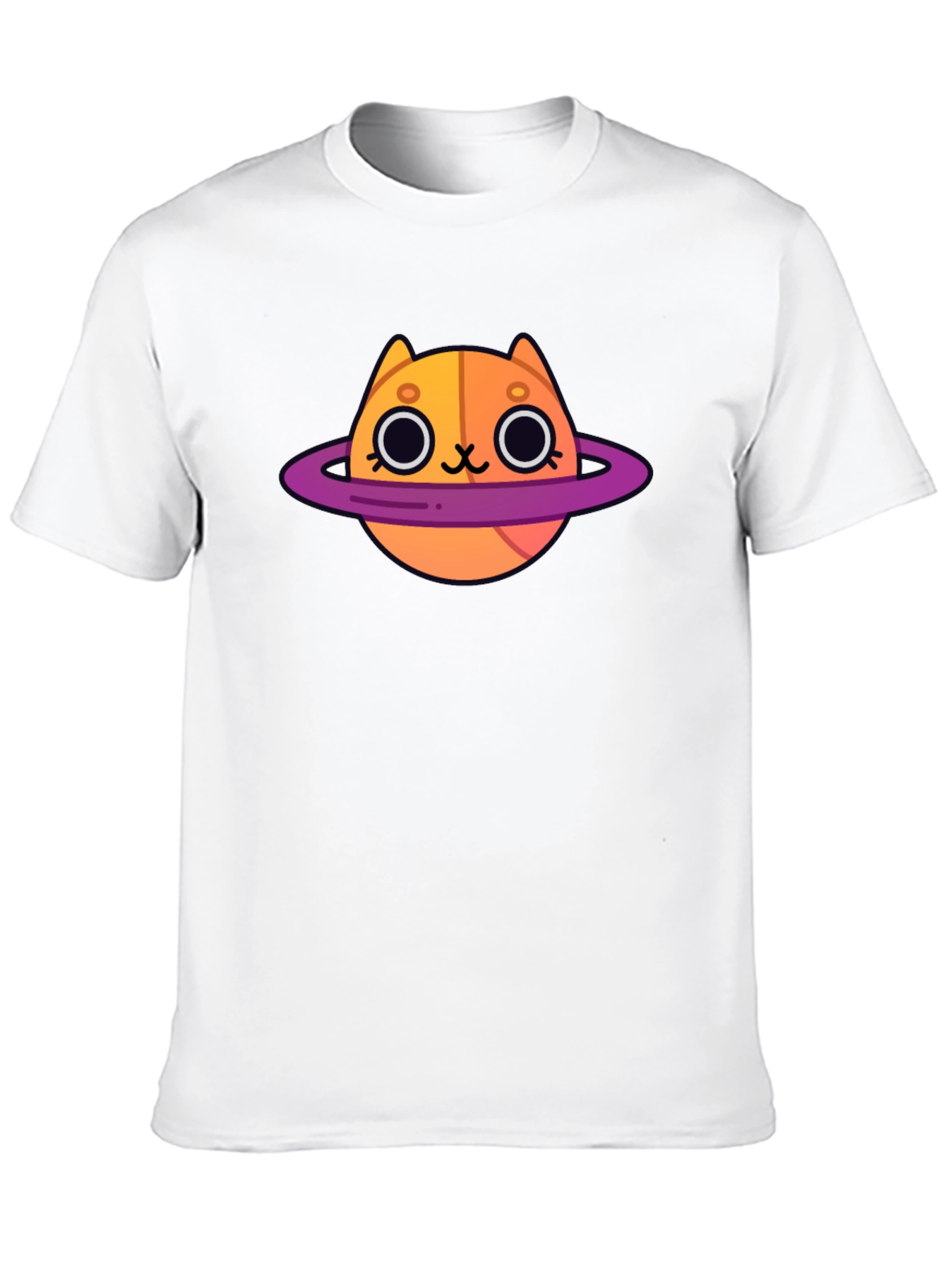 Cute Cartoon Cat Planet Graphic T-Shirt