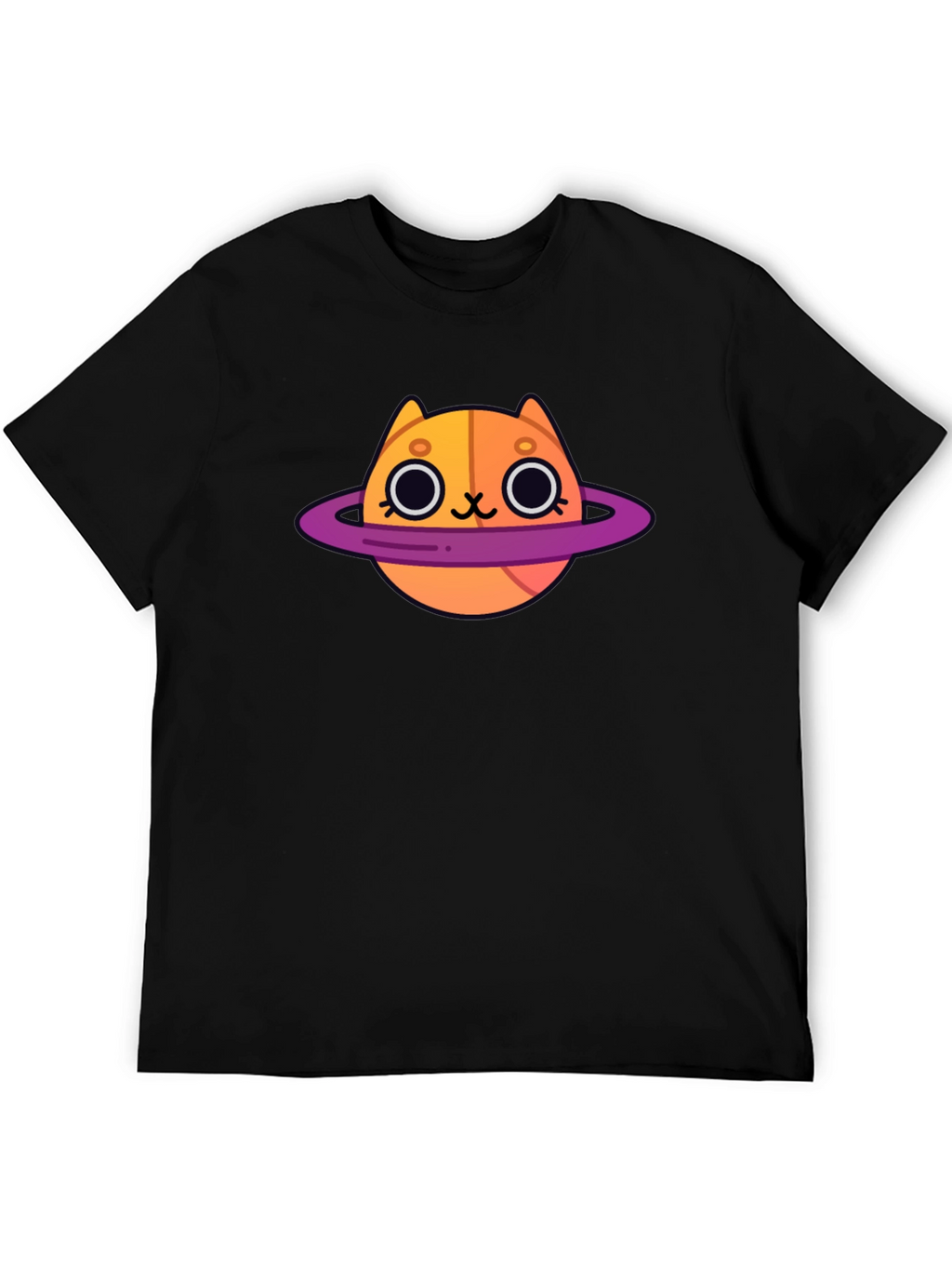 Cute Cartoon Cat Planet Graphic T-Shirt