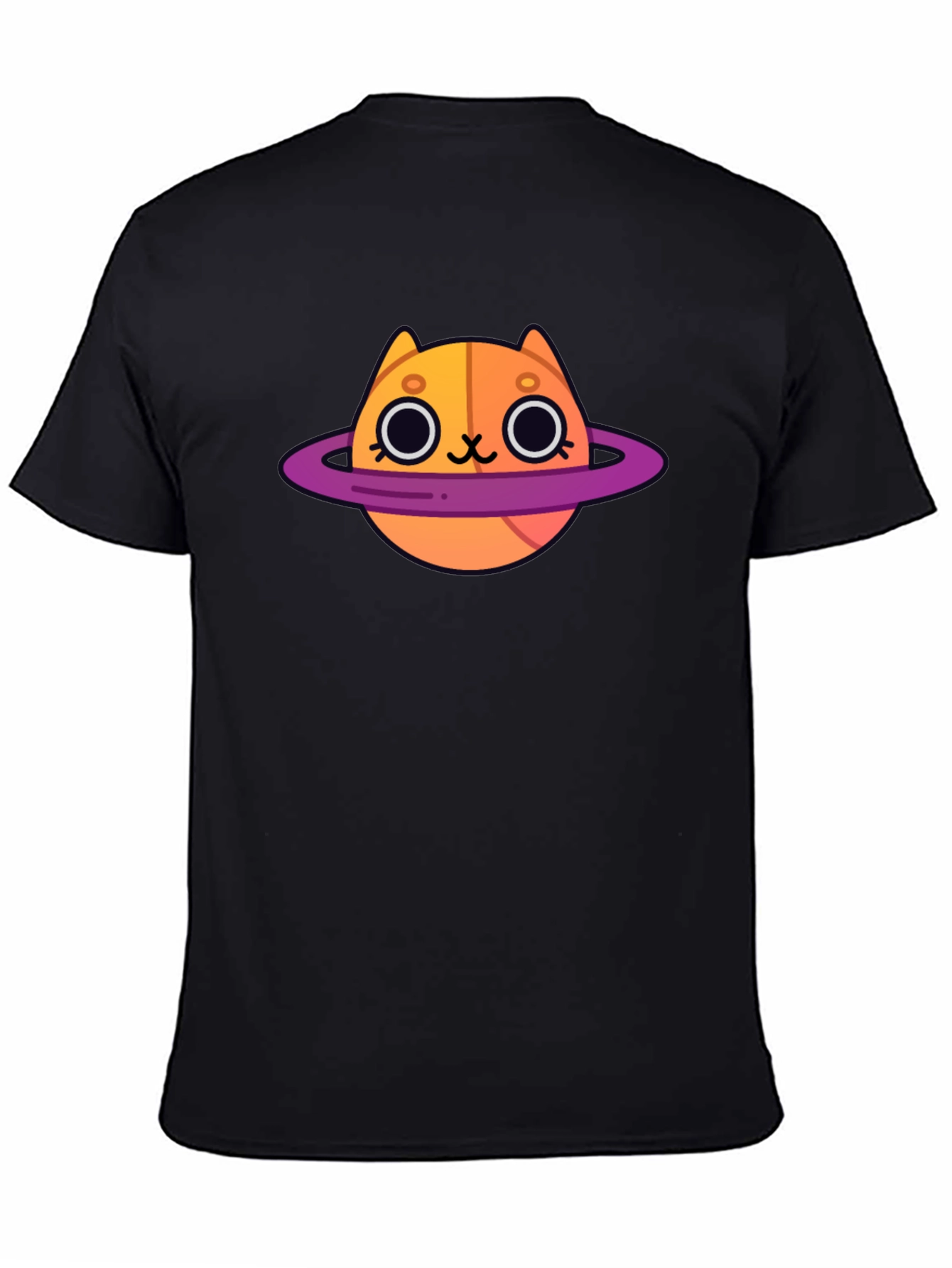 Cute Cartoon Cat Planet Graphic T-Shirt