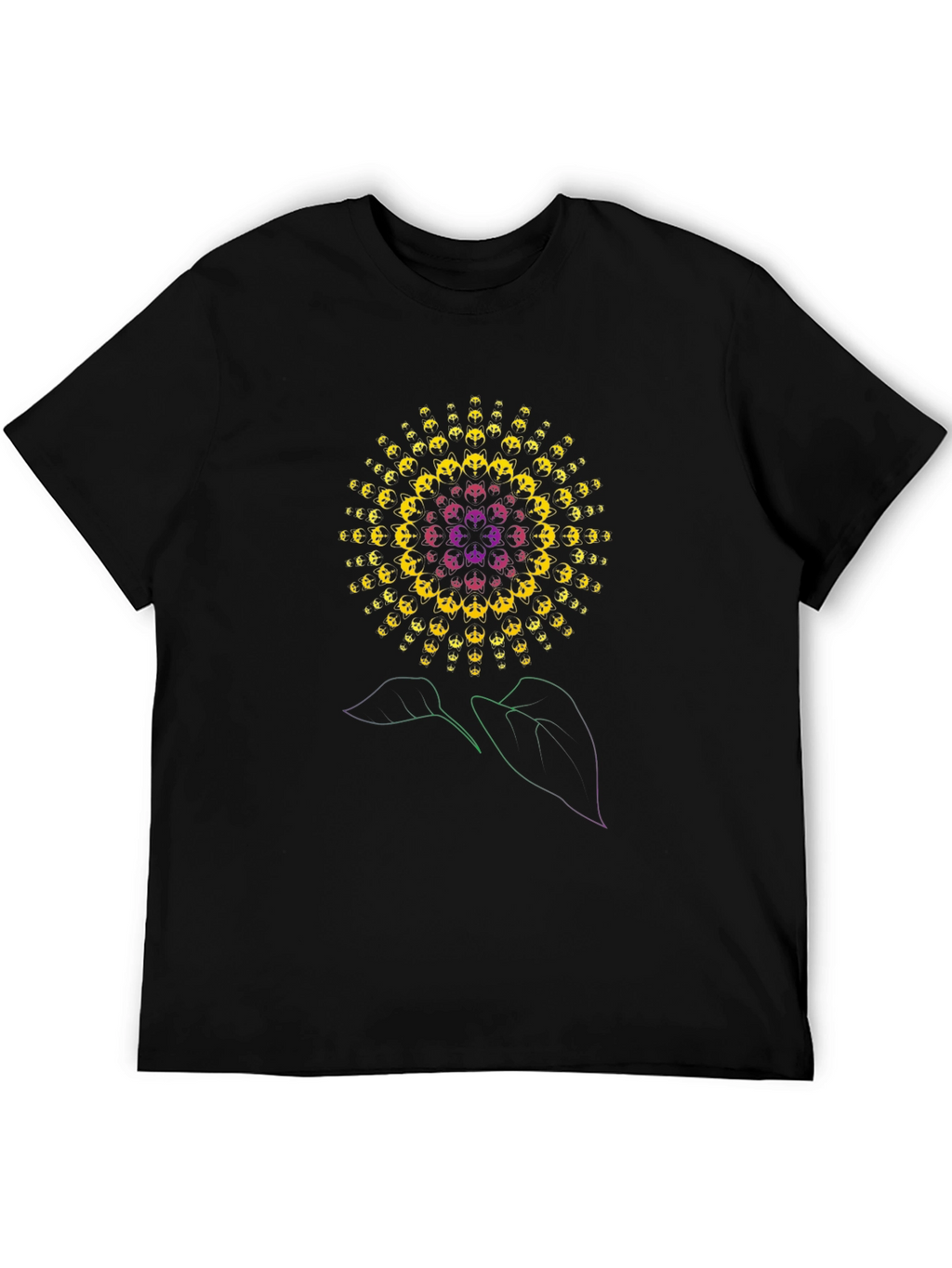 Psychedelic Sunflower Graphic T-Shirt - Black