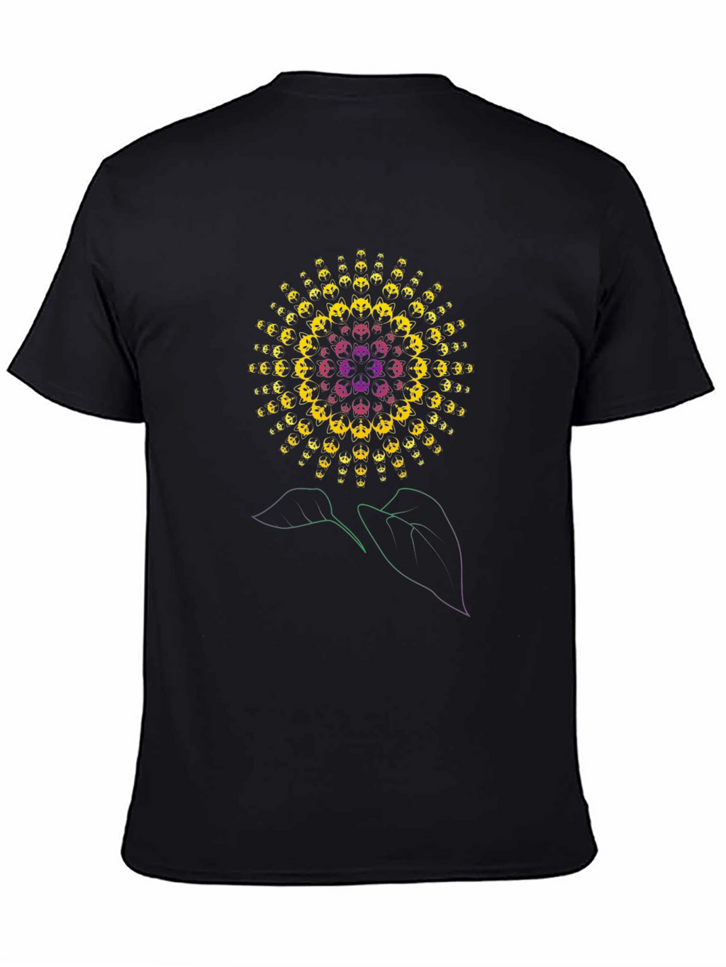 Psychedelic Sunflower Graphic T-Shirt - Black