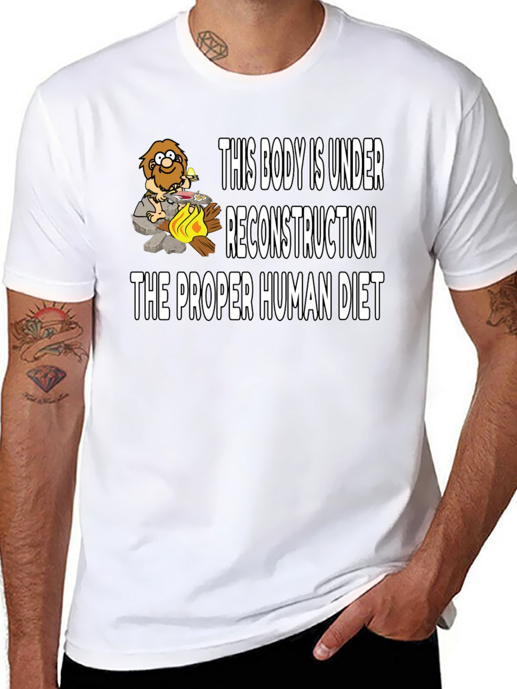 Under Reconstruction Human Diet Funny Black T-Shirt