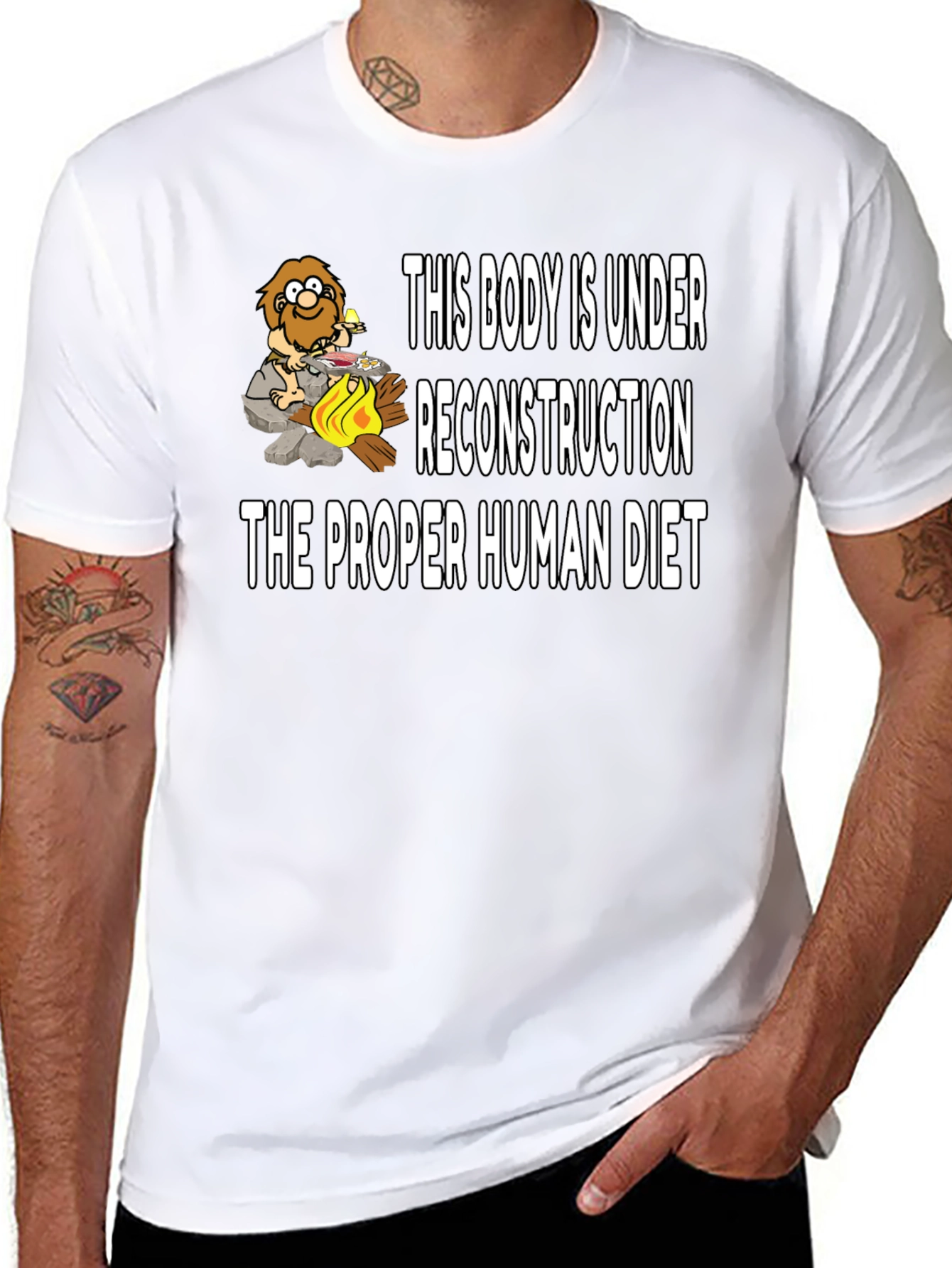 Under Reconstruction Human Diet Funny Black T-Shirt