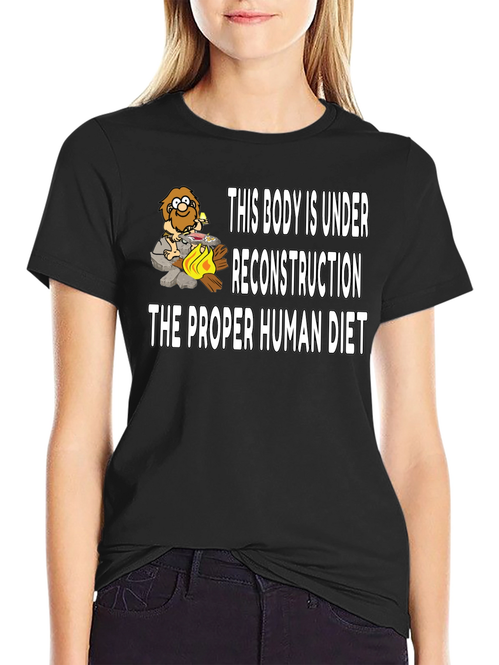 Under Reconstruction Human Diet Funny Black T-Shirt
