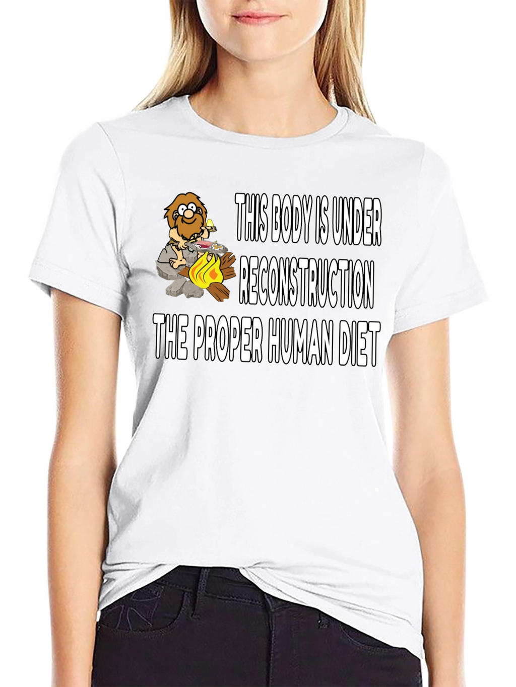 Under Reconstruction Human Diet Funny Black T-Shirt