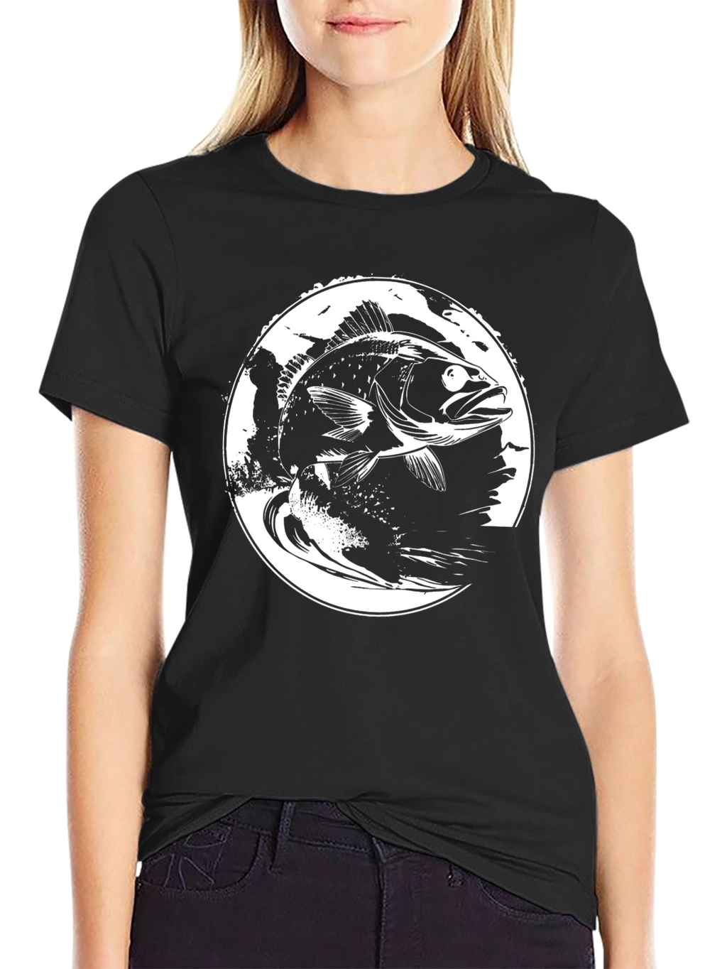 Bass Fish Graphic Tee - Black