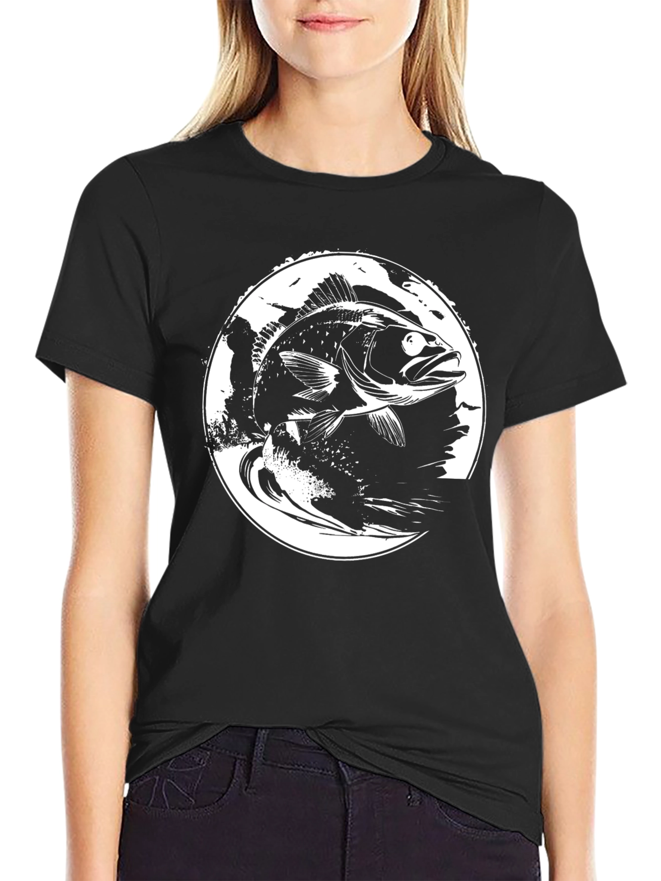 Bass Fish Graphic Tee - Black